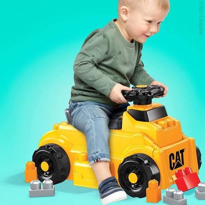 Lodër makinë Mega Bloks Build N Play Ride On, e verdhë