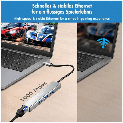 Hub USB 3.2 Gen1 LogiLink UA0461, 3x USB-A, 1x RJ45 Gigabit Ethernet