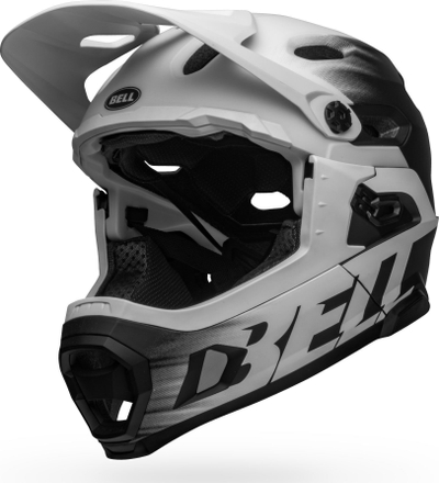 Helmetë mali Bell Super DH Spherical MIPS, full face, 55-59cm, e zezë-bardhë mat