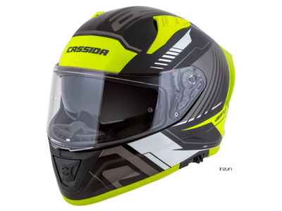 Helmetë moto CASSIDA Aero Drome 2026, full face, e zezë yellow fluo