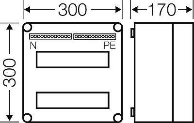 Pano shpërndarëse Hensel Mi 81224, 2 x 12 module, IP65, gri