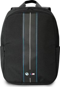 Çantë shpine BMW Blue Stripe BMBP15COMPVSKL, për laptop 16", najlon, e zezë