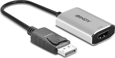 Adapter AV Lindy DP 1.4 në HDMI, me kabllo të shkurtër, i zi