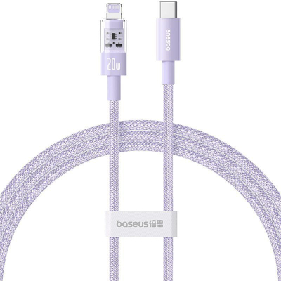 Kабел за полнење Baseus Gem USB C во Lightning, 20W, 1m, виолетов