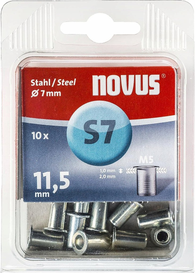 Dorezë rivi Novus S7 M5, çelik, 11.5 mm, set me 10 copë