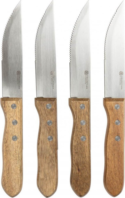 Set thika bifteku Bercato Collection Grill Knives, 4 copë, çelik inox, me dorezë dru akacie