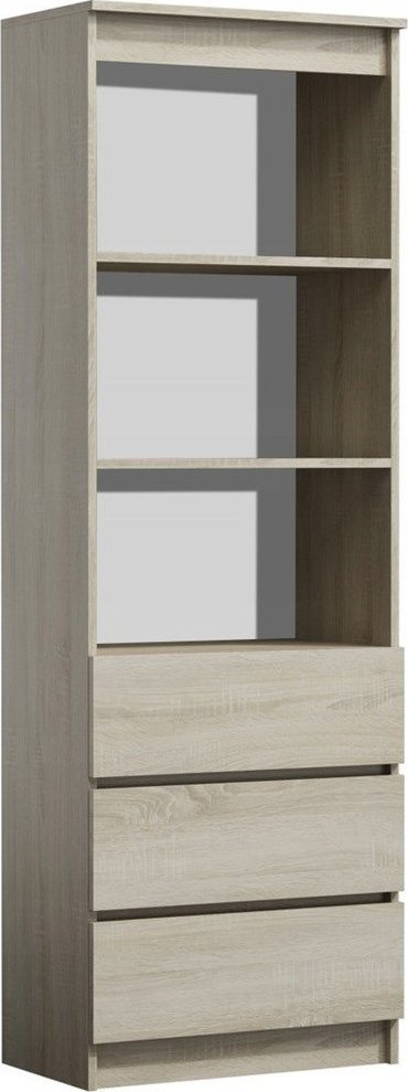 Raft librash Bily RS-80, me 3 sirtarë, dekor dru Oak Artisan, ngjyrë antracit
