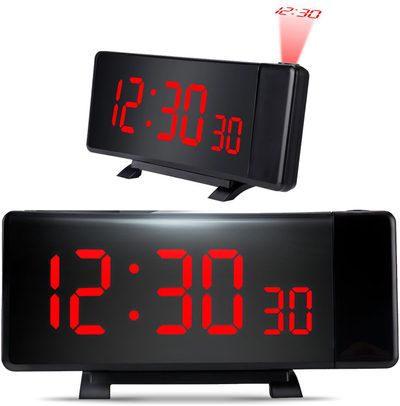 Orë alarmi me projektor USB, ekran LED XL, e zezë