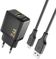 Karikues muri Dudao A23LEU, 2.4A, USB A me kabllo Lightning, i zi