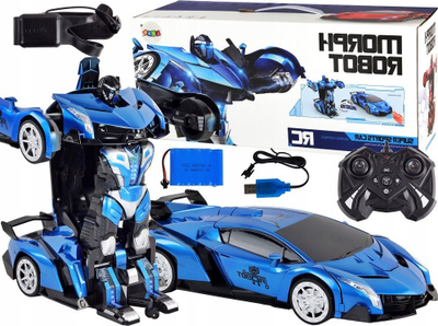 Lodër makinë-robot me telekomandë Leantoys, 1:10, që shndërrohet, blu metalike