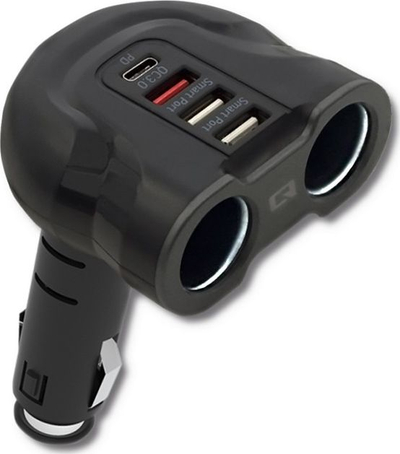 Karikues makine Qoltec 50641, USB QC 3.0 dhe Type C, 12-24V, i zi