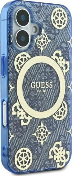 Kapak telefoni Guess GUHMP16SH4PYEEB për iPhone 16 6.1", hardcase, blu
