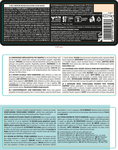 Maskë flokësh Schwarzkopf Professional Gliss Repair 4-in-1, për flokë shumë të dëmtuar dhe të thatë, 400ml