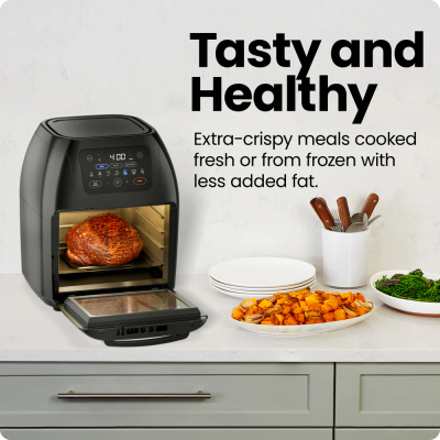 Fritezë Chefman Air Fryer Oven+ Rotisserie & Dehydrator, 9.46L, e zezë