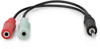 Kabllo audio ndarëse Nedis CAGP25000BK, 3.5mm mashkull në 2x 3.5mm femër, 0.20m, e zezë