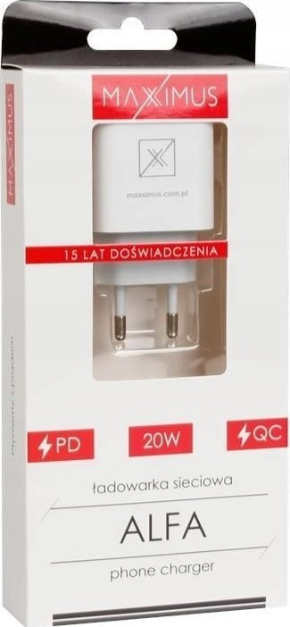 Karikues rrjeti Maxximus MX Alfa 20W, PD QC, 2x USB A C, i bardhë