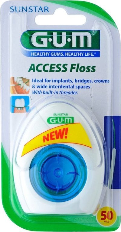 Забен конец Sunstar GUM Access Floss 3200, проширлив, за мостови и импланти