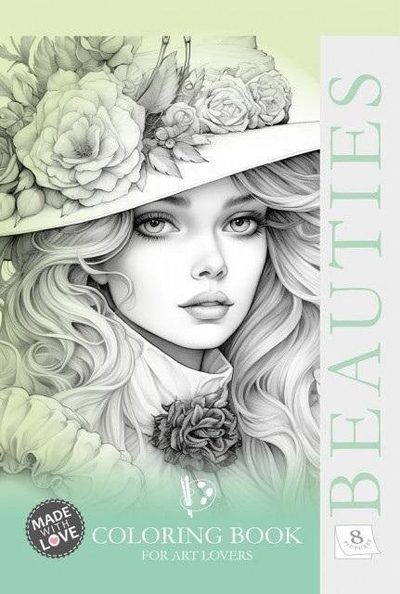 Libër me ngjyrosje Creative Beauties Green Fresh A4, 8 ilustrime, për të rritur