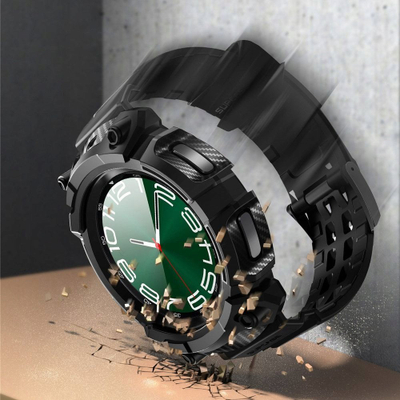 Mbrojtëse ore inteligjente SUPCASE UB Pro për Galaxy Watch6 47mm, rrip silikoni, xham mbrojtës, e zezë