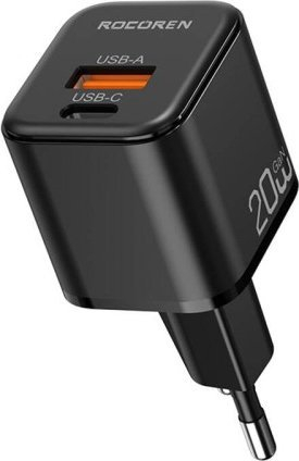 Karikues muri Rocoren MiniGaN, 20W, USB C dhe USB A, i zi