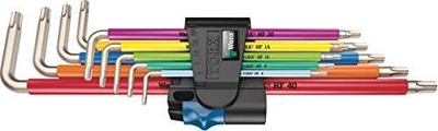 Set çelësa këndorë Torx Wera 3967/9 TX SXL, inox, me ngjyra
