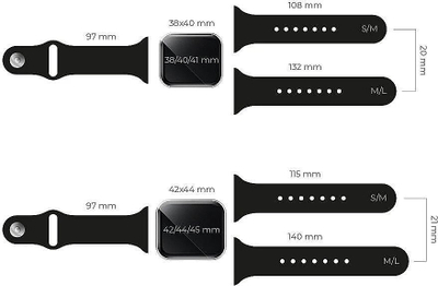 Rrip silikoni RoGer për Apple Watch, 42/44/45mm, madhësia S/M