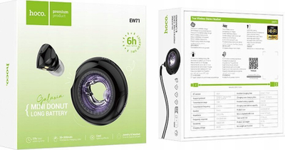 Kufje pa tela Hoco EW71 TWS, Bluetooth, me kuti karikimi, të zeza
