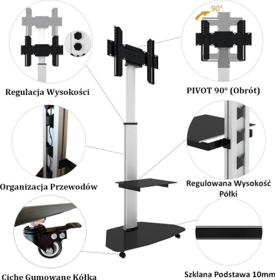 Mbajtëse TV-je me rrota Techly ICA-TR3SL, 37'' - 70''