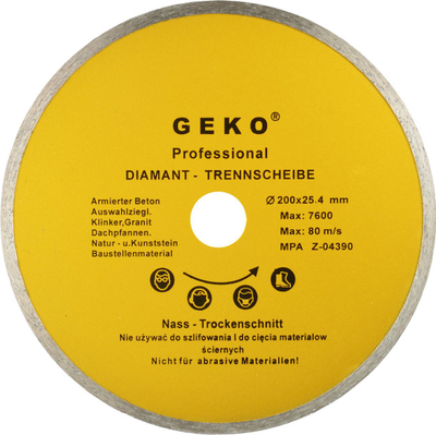 Дијамантски сечачки диск GEKO, 200mm, дупка 25.4mm
