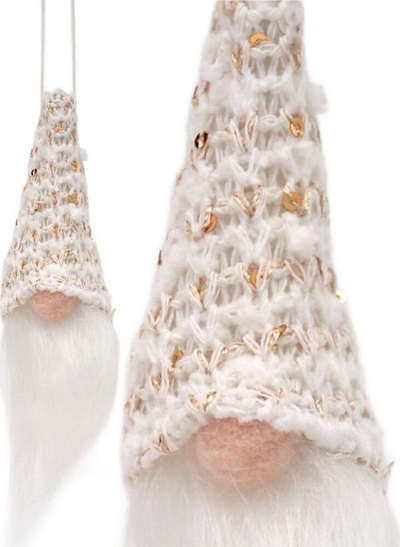 Varëse zbukuruese Home Styling Collection Santa Claus, 11cm, me shkëlqim, e bardhë