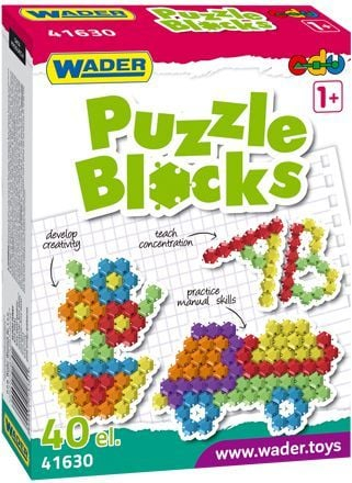 Lodra konstruktore Wader Puzzle Blocks, 40 elemente, shumëngjyrëshe