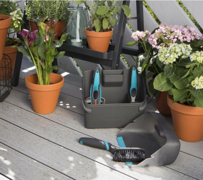 Set veglash kopshti Gardena Urban Garden Balcony Kit 8971-20, 4 pjesë, me kuti për ruajtje, gri