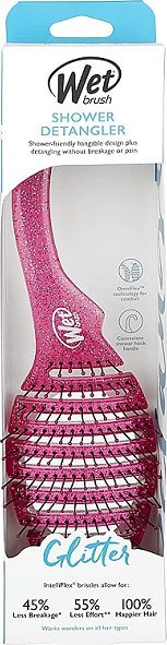 Furçë dushi për flokë Wet Brush Shower Detangling, rozë me shkëlqim