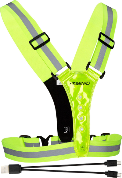Jelek sigurie sportiv Avento LED Rechargeable, reflektues, i verdhë