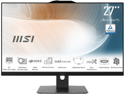 Kompjuter All in One MSI AM272P 1M-1098EU, Intel Core 5 120U, 27" Full HD, 8GB RAM, 500GB SSD, i zi