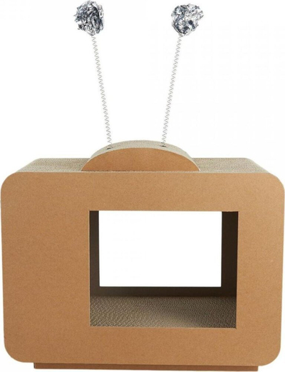 Gërvishtëse për mace Koopman si TV, 40 x 32.5 x 19 cm, karton, blu