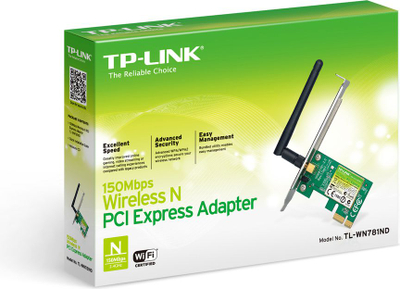 Kartelë Wi-Fi TP-Link TL-WN781ND, PCI-Express, 150Mbps, e zezë
