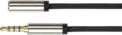 Kabllo zgjatuese audio Gembird PYTHON GC-M0237, 3.5mm 4 pole, tekstil, 1m, e zezë