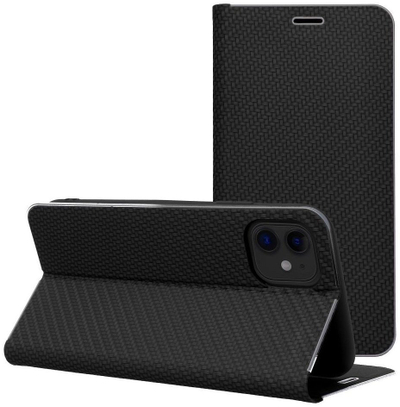 Futrollë libri OEM Luna Book Carbon për iPhone 17 Pro Max, me magnet, e zezë