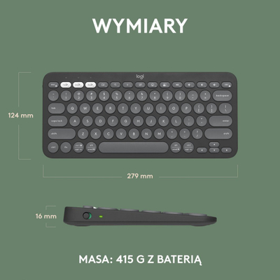 Tastierë Logitech Pebble, wireless, US INTL, grafit