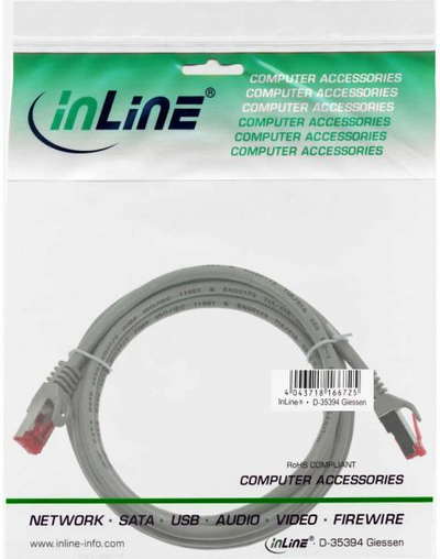 Kabllo InLine Patchcord S / FTP, PiMF, Cat.6, 250MHz, PVC, CCA, 1m, e hirtë