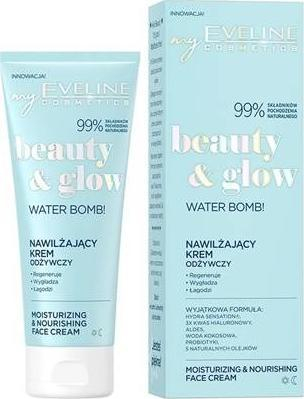 Krem fytyre Eveline Cosmetics Beauty &amp; Glow Water Bomb, për lëkurë të hidratuar dhe të ushqyer, 75 ml