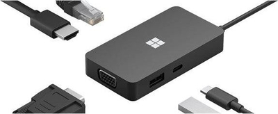 Dok USB-C Microsoft Surface Travel Hub 1E4 00002, me shumë porta, i vogël për udhëtim, gri