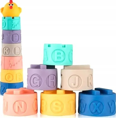 Tulla të buta senzoriale Bounn Soft Sensory Blocks Tower, set me 7 blloqe, për beba 6M+