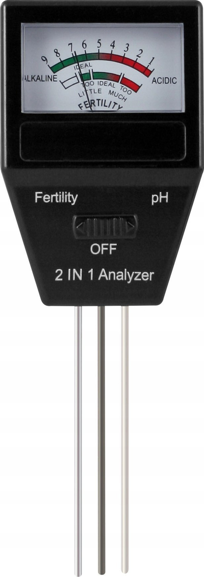 Matës toke Biogród 2 në 1 Soil Tester, pH edhe pjellori, analog, i zi