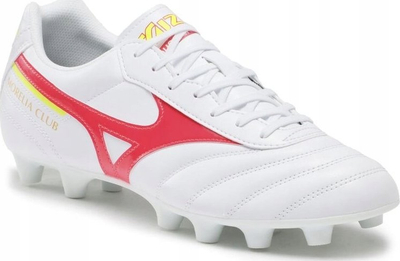Këpucë futbolli Mizuno Morelia Neo IV Pro FG, K Leather, për fusha natyrale, të bardha me të kuqe