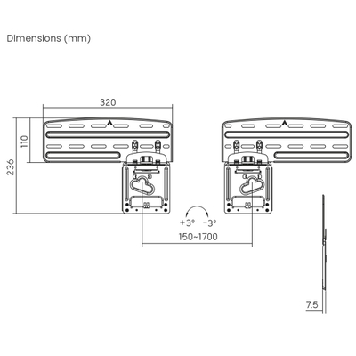 Ѕиден држач за телевизор Maclean MC-806 N, 43-85", 60 kg, црн