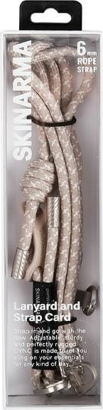 Lanyard universal për telefon Skinarma Dyno, i rregullueshëm, me karabinë metal, bezhë