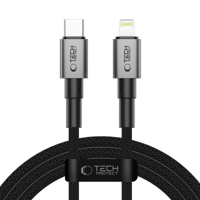 Kabllo karikimi Tech-Protect Ultraboost DNA, USB-C në Lightning, 200cm PD 27W 3A, gri e errët