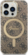 Set aksesorësh Guess GUBPP14LH4EACSW për iPhone 14 Pro, xhup mbrojtës Hardcase MagSafe 4G Print, karikues wireless MagSafe, kafe